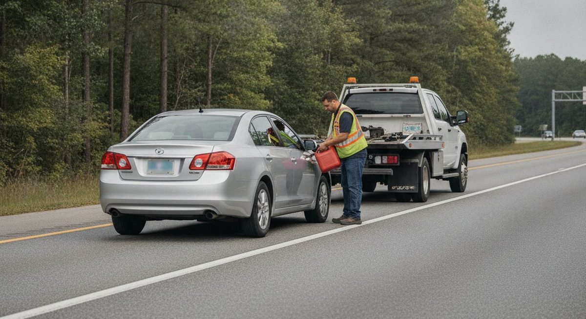 Mobile fuel delivery to a stranded vehicle in Fayetteville NC