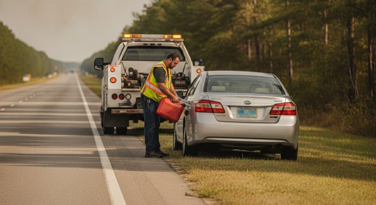 Emergency fuel delivery to a stranded driver in Fayetteville NC